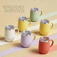Doppelwandiger Edelstahl Isolierter Tragbarer Kaffeebecher 12oz Mit Griff Eierform Individuelles Logo Reisebecher OEM