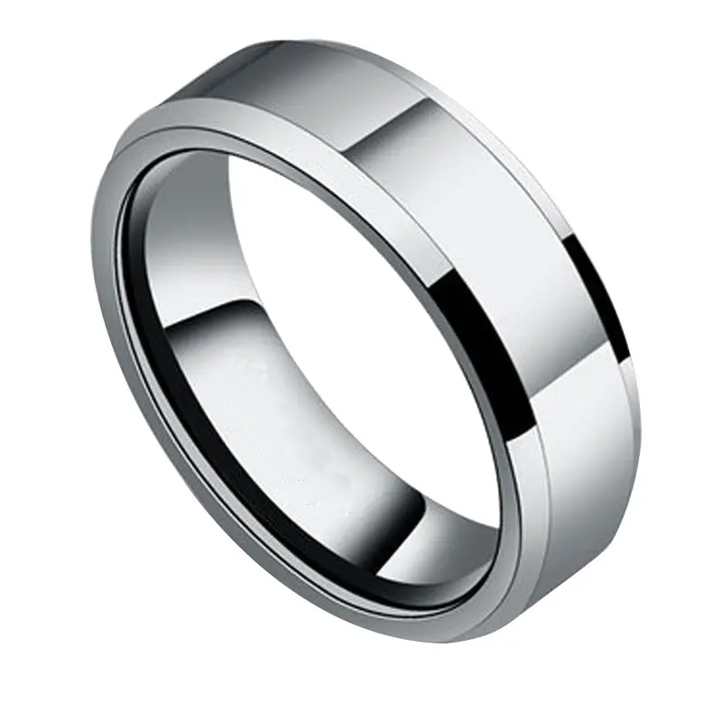 Venta al por mayor geométrico simple unisex barato de acero inoxidable pareja anillos de plata