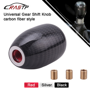 Accessoires décoratifs universels pour voiture, pommeau de levier de vitesse en fibre de carbone, forme ronde, avec adaptateur pour voiture - Product Image 3