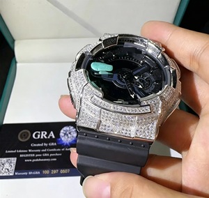 Boîtier <span class=keywords><strong>de</strong></span> montre Hip Hop GA110 <span class=keywords><strong>en</strong></span> <span class=keywords><strong>argent</strong></span> sterling 925 avec diamants Moissanite VVS <span class=keywords><strong>de</strong></span> luxe et certificat GRA - Product Image 4