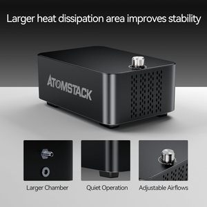 ATOMSTACK F60 Luftunterstützungs-Set Doppelpumpe 10-60 L/min Automatische Umschaltung für Lasergravurmaschine A6 A12 X12 A24 X24 <span class=keywords><strong>A70Pro</strong></span> - Product Image 3