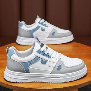 Chaussures de sport pour hommes, légères, à lacets, en maille PU artificielle durable, printemps-automne, nouvelle tendance, polyvalentes, blanches, antidérapantes, décontractées - Product Image 6