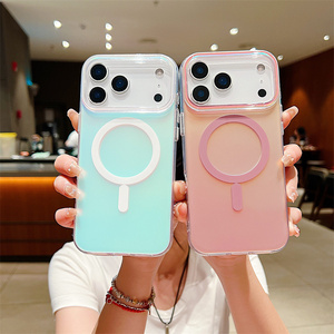 Funda Magnética para Teléfono con Degradado Láser Arcoíris para iPhone 17 16 15 14 Pro Max, Carcasa Trasera Transparente a Prueba de Golpes con Diseño IMD Colorido - Product Image 4