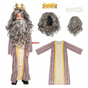 Costume de roi rouge pour enfants d'Halloween, perruques, carnaval, enfants, visage blanc, royaume, prince médiéval, costume de cosplay de roi - Product Image 1