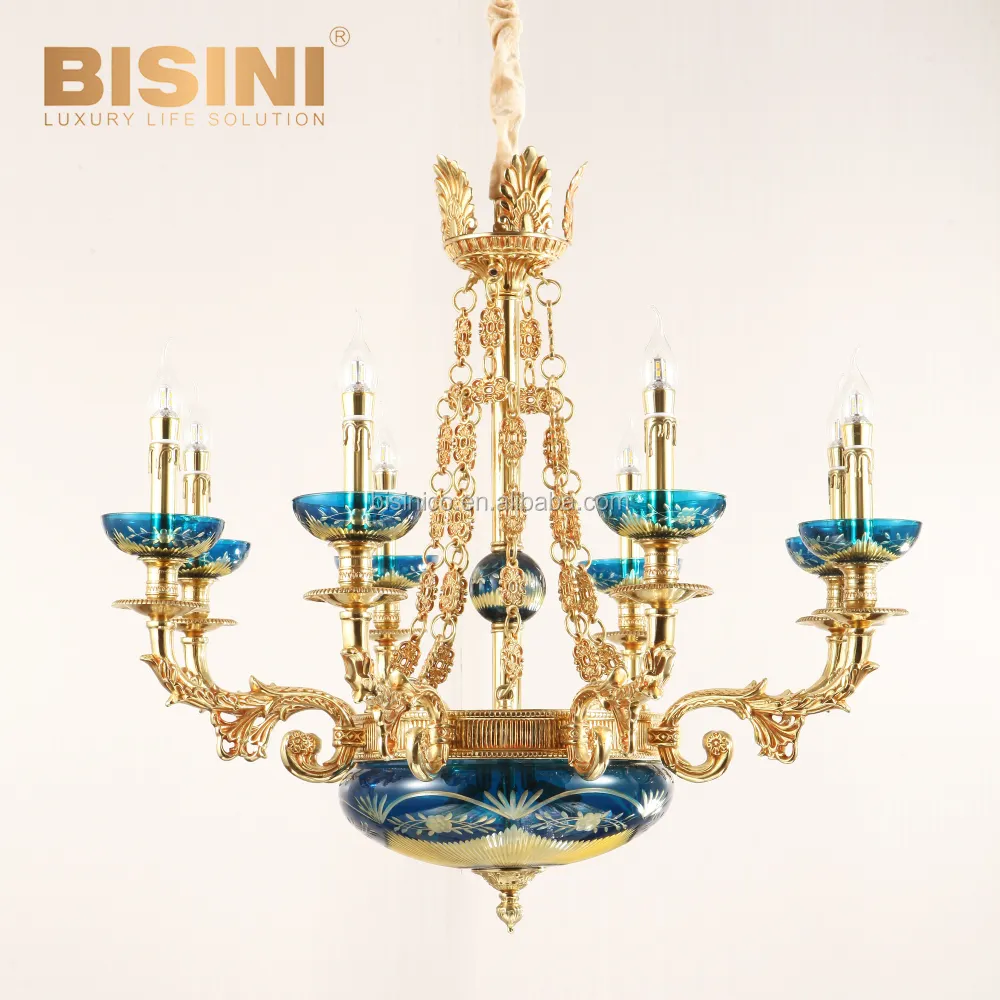 Antico di Nozze A Casa del Soffitto di Illuminazione Della Lampada di Qualità Classico Lampadari Rococo Elegante Verde di Cristallo D'oro In Ottone Lampada a Sospensione