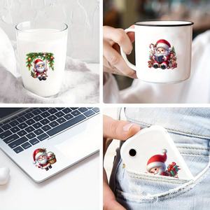 Navidad acuarela Santa Claus DIY decoración pegatina alto adhesivo UV para DTF tarros de vidrio envoltura pegatinas para tazas de café lavable - Product Image 2