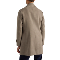 Manteau en laine mérinos 100% à simple boutonnage pour hommes, vêtements d'extérieur décontractés chameau taupe, blazer long boutonné pour l'hiver d'affaires