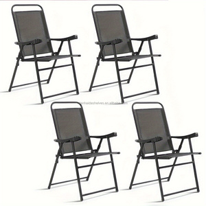 Conjunto de Comedor Plegable para Exteriores, Muebles de Jardín de Metal, Mesa y Sillas con Sombrilla de Playa - Product Image 1
