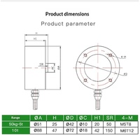 Module de pesage à capteur de force haute précision Ouluda AT8118A/B 500 kg en acier inoxydable 2T avec fixation par vis 0,03 % F.S. Précision faible