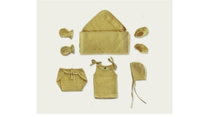 Ensemble de vêtements pour bébé bio naturel, haut sans manches à nouer devant et short, ensemble langot Puresun, design personnalisé gratuit, bretelles pour tout-petit - Product Image 4
