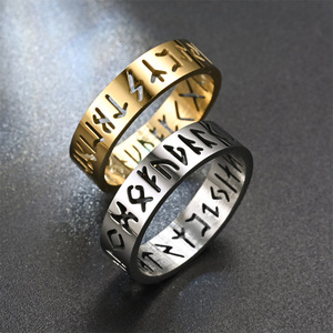 Viching 6mm nordico Norse Rune anello da uomo in acciaio inossidabile lettera cava metallo <span class=keywords><strong>Rock</strong></span> <span class=keywords><strong>Band</strong></span> anello festa nuziale gioielli regali - Product Image 3
