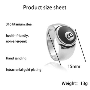 European American Style <b>Titanium</b> Steel Billiard 8 <b>Ring</b> Retro Trendy Unisex Jewelry Stainless Steel <b>Black</b> Number 8 <b>Ring</b> - Product Image 4