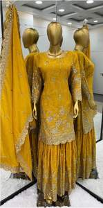 Nouvelle arrivée Georgette Sharara Suit et Dupatta Set Entièrement cousu Pakistanais Sharara Suit pour mariage Sharara Suit au meilleur prix - Product Image 6