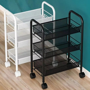 4/5 Tier <b>Bedroom</b> Bedside Storage <b>Shelf</b> Multi-Storey Organizer Carbon Steel Trolley Shelving Floor-To-Ceiling Mobile Snack - Product Image 1