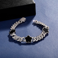 Bracelet cubain Hip-Hop à fleur à cinq pétales en zircon avec fermoir à ressort en fer, personnalisé, tendance INS, accessoire unisexe