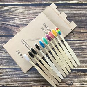 Brosse à dents en bambou pour adultes, poils doux naturels, biodégradable, lot de 10 brosses à dents manuelles pour adultes - Product Image 1