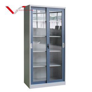 Meuble de bureau design moderne, armoire de classement multifonction en acier à 4 étagères avec porte vitrée, armoire de rangement métallique - Product Image 4