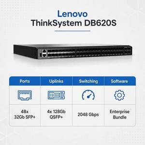 Conmutador SAN FC Lenovo ThinkSystem DB620S de 48 Puertos y 32G, 2Tbps Full Duplex, Montaje en Rack 1U, con Transceptores SFP SWL de 32Gb - Product Image 3