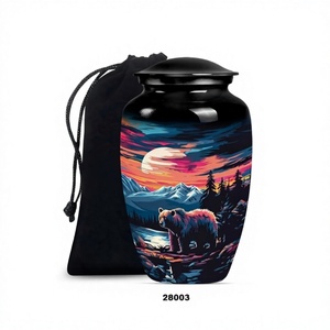 Beautiful Bear <b>Large</b> Aluminium Cremation Adult <b>Urn</b> for Human Ashes Decorative Full Size Funeral <b>Urn</b> With Free Velvet Bag - Product Image 1