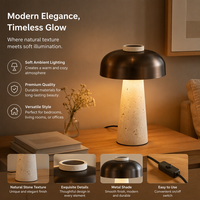 Lampe de table en travertin minimaliste nordique, abat-jour en métal foncé, lampe de bureau LED pour chambre à coucher, hôtel, salon, décoration