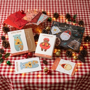 Cartes de vœux vintage haut de gamme personnalisées pour Noël, anniversaire, fêtes, avec boîtes d'enveloppes cadeaux assorties - Product Image 1