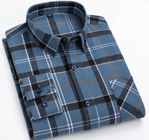 Camicie OEM/ODM Chemise Homme Classe da uomo camicia a quadri a manica lunga elegante flanella - Product Image 5