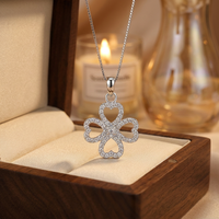 Pendentif Trèfle en Forme de Cœur en Argent Sterling 925 Exquis avec Moissanite VVS pour Femme, Collier Quotidien avec Certificat GRA