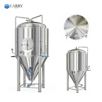 Cuve de fermentation conique en acier inoxydable de 500 L, unité de brassage de bière avec enveloppe de refroidissement par glycol et valve de purge pour brasserie artisanale