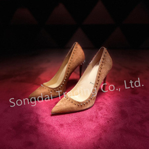 2026 Women's Luxury Designer Thin <b>Heels</b> Sandals Red Bottom High <b>Heels</b> Dress Shoes with Rivet <b>Studded</b> Pumps - Product Image 2