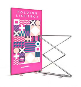 ป้ายไฟ LED แบบพับได้ ดีไซน์ใหม่ สำหรับงานแสดงสินค้า โฆษณา ผ้าพิมพ์ลายสองด้าน - Product Image 1