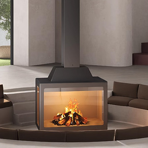 <span class=keywords><strong>Cheminée</strong></span> suspendue carrée en acier au design moderne Chauffage et décoration à haute efficacité à double usage pour le hall de l'hôtel Villa à trois vues - Product Image 4