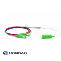 Divisor Óptico SC APC FBT 1x2 Monomodo con Tubo de Acero y Conector Pigtail