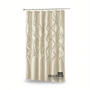 Rideau de douche semi-transparent moderne, imperméable, en polyester, design tufté, avec crochets en plastique - Product Image 1