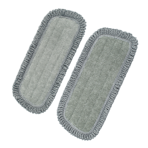 Têtes de balai serpillère plates en microfibre réutilisables pour le nettoyage et le frottement des sols humides et secs avec essorage manuel et manche en aluminium - Product Image 1