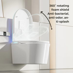 Toilette de salle de bain murale intelligente en céramique de luxe avec toilette murale de salle de bain automatique intelligente électrique - Product Image 5