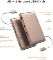 Base de Conexión USB3.0 Tipo C 10 en 1 de Aluminio Inteligente con Carga PD para Computadora, Disponible en Stock