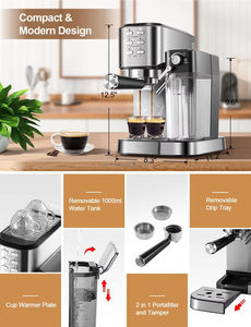 Machine à expresso programmable 6-en-1 en acier inoxydable, 20 bars, semi-automatique, avec mousseur à lait pour cappuccino et latte, système de préparation domestique - Product Image 2