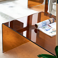 Table d'appoint moderne marron clair en acrylique canapé Table basse meubles de salon Table à thé en verre