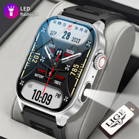 Jam Tangan Pintar Lige BWKM02 Layar 2.01'' Monitor Kesehatan Olahraga Kebugaran Jam Tangan LED Senter Suara AI Panggilan Nirkabel Jam Tangan Pintar Pria