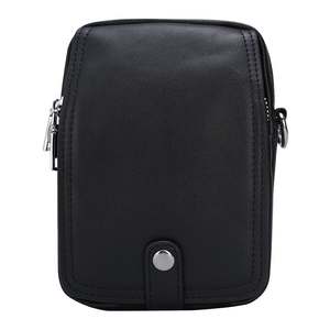 Bolsa de Cintura Deportiva de Cuero Genuino Negro Personalizada, Bolsa de Cintura de Cuero Vacuno Real - Product Image 1