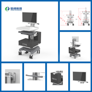 Chariot de poste de travail médical réglable de conception industrielle avec support pour ordinateur portable Chariots d'équipement en métal pour hôpitaux et cliniques - Product Image 4