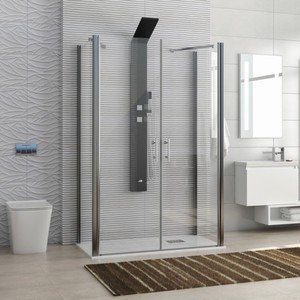 Moderno Box Doccia K3-BALLOON a 3 Lati 70x160x70 Modello Salone Forma Quadrata Rettangolare con Telaio in Alluminio per Bagno - Product Image 2