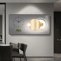 Dekorasi Restoran Modern Baru Mewah Lukisan Dinding Cetak Digital Still Life Kalender Bingkai Porselen Kristal Jam Dinding Seni