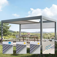 Pergola électrique rétractable en aluminium thermolaqué, toit à lames orientables, imperméable, entièrement motorisée, ombrage pliable facilement
