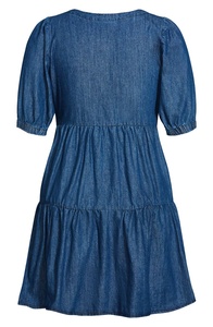 2024 <span class=keywords><strong>Vestido</strong></span> <span class=keywords><strong>vaquero</strong></span> de algodón plisado para <span class=keywords><strong>mujer</strong></span> deshilachado costero escalonado no elástico drapeado verano delantal técnica lavada - Product Image 6