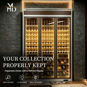 Armoire à vin moderne en acier inoxydable, vitrine à vin avec étagères inclinées et portes vitrées OEM/ODM - Product Image 5