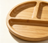 Assiette ronde pour enfants à 3 compartiments, écologique, non toxique, plateau de service pour nourrissons, bambou durable, retour à l'école
