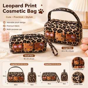 Sac de toilette mignon à imprimé chat pour femmes, organiseur de maquillage de voyage, pochette zippée en polyester, sac de rangement portable pour articles de toilette, logo personnalisé OEM - Product Image 2