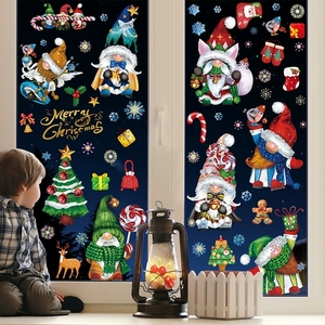 Mirror Effect Christmas <b>Window</b> Decals Featuring Cute Elves Gnomes and Holiday Dwarfs Perfect for Creating Festive Atmosphere - Product Image 1