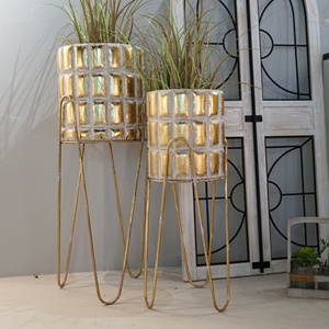 Étagères à fleurs décoratives <span class=keywords><strong>en</strong></span> <span class=keywords><strong>fonte</strong></span> Gold To Do Old Home Decor avec porte-fleurs <span class=keywords><strong>en</strong></span> métal - Product Image 3